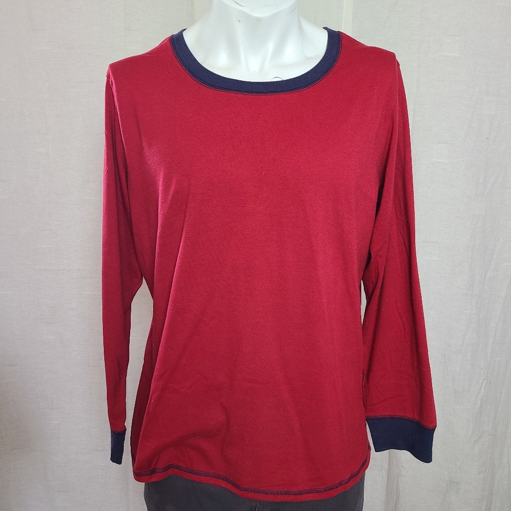 Original Weatherproof Vintage Men's XL Pajama Top Red Navy Cotton Long Sleeves - Picture 3 of 13